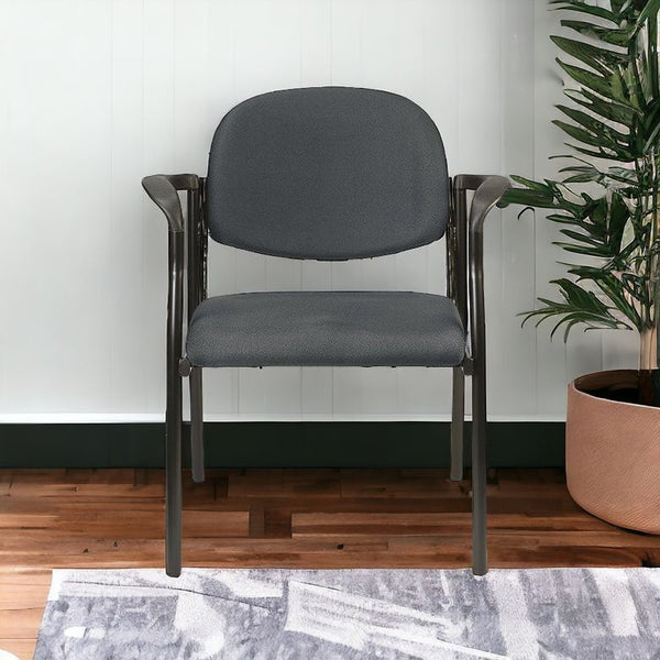 Homeroots Set Of Two Gray And Black Fabric Office Chair  Jute 372340