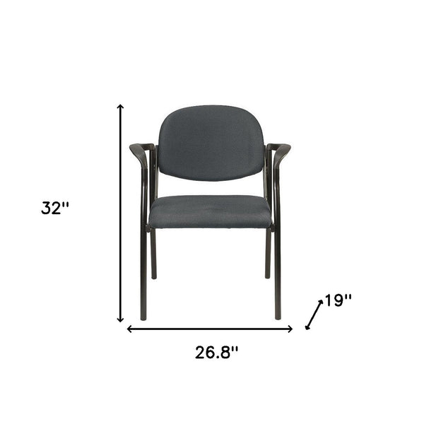 Homeroots Set Of Two Gray And Black Fabric Office Chair  Jute 372340