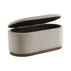 English Elm Lift Taupe Corduroy Storage Bench with Foam Cushion, Walnut Legs, Hidden Compartment for Entryway Comfort and Organization B011P298245