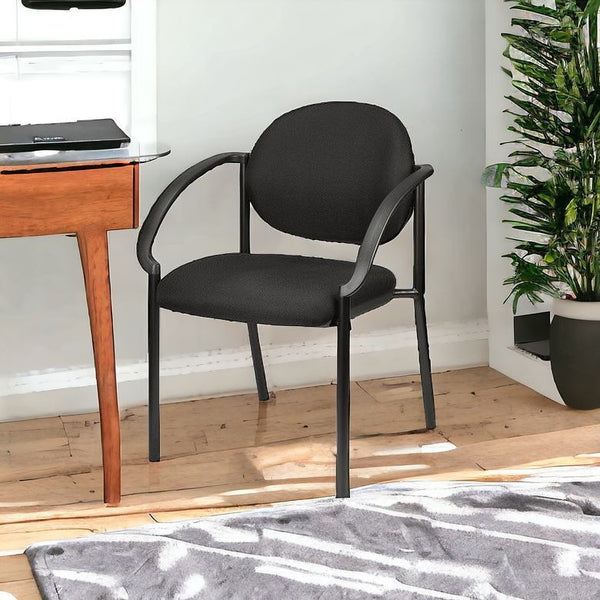 Homeroots Set Of Two Navy Blue And Black Fabric Office Chair Black Jute 372343