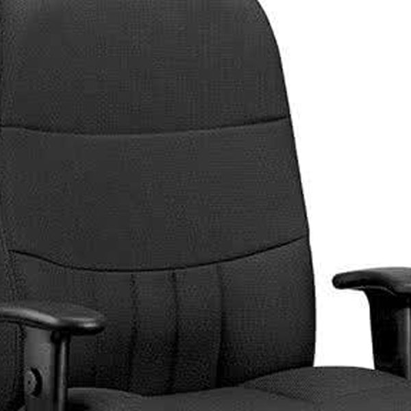 Homeroots Black Adjustable Swivel Fabric Rolling Office Chair  Jute 372345