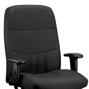 Homeroots Black Adjustable Swivel Fabric Rolling Office Chair  Jute 372345