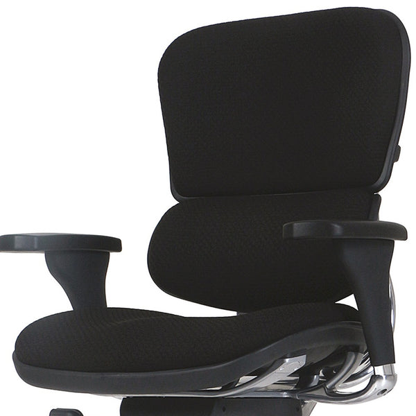 Homeroots Black Adjustable Swivel Fabric Rolling Office Chair  Jute 372353