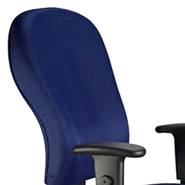 Homeroots Navy Blue And Black Adjustable Swivel Fabric Rolling Office Chair Navy Jute 372354