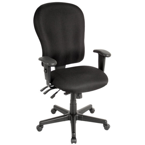 Homeroots Black Adjustable Swivel Fabric Rolling Office Chair Black Jute 372355