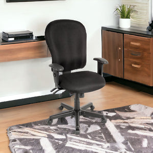 Homeroots Black Adjustable Swivel Fabric Rolling Office Chair Black Jute 372355