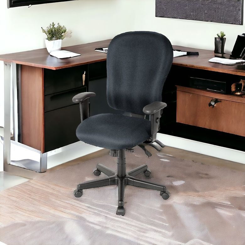 Homeroots Charcoal Adjustable Swivel Fabric Rolling Office Chair  Jute 372356
