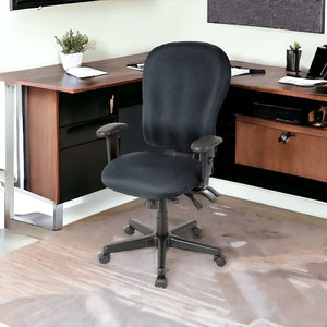 Homeroots Charcoal Adjustable Swivel Fabric Rolling Office Chair  Jute 372356