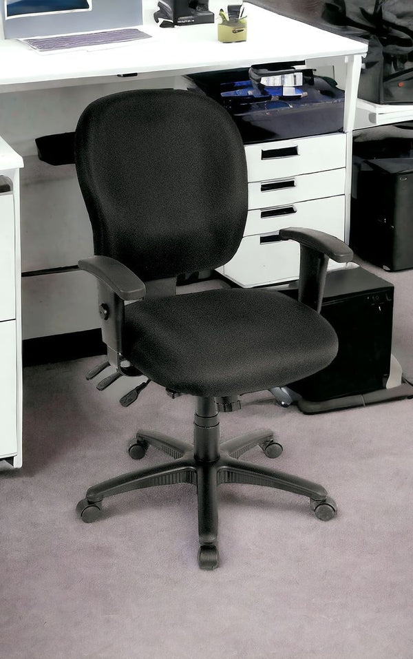 Homeroots Charcoal Adjustable Swivel Fabric Rolling Office Chair  Jute 372359
