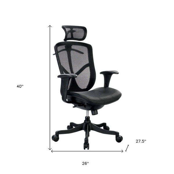 Homeroots Black Adjustable Swivel Mesh Rolling Executive Office Chair  Plastic 372369