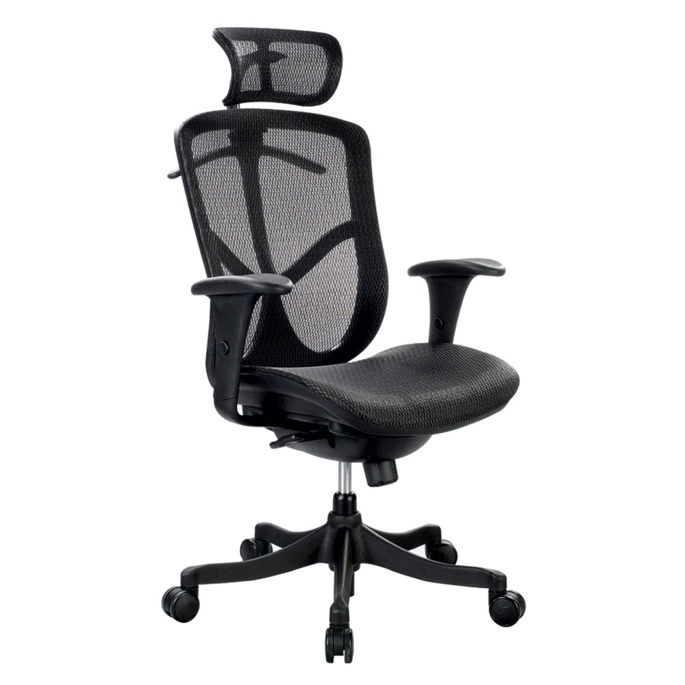 Homeroots Black Adjustable Swivel Mesh Rolling Executive Office Chair  Plastic 372369