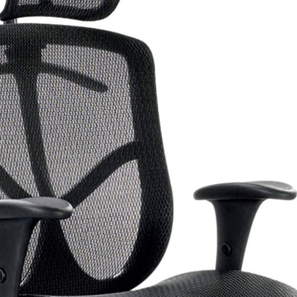 Homeroots Black Adjustable Swivel Mesh Rolling Executive Office Chair  Plastic 372369