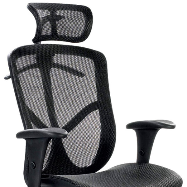 Homeroots Black Adjustable Swivel Mesh Rolling Executive Office Chair  Plastic 372369