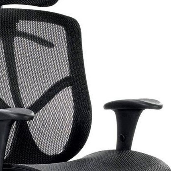 Homeroots Black Adjustable Swivel Mesh Rolling Executive Office Chair  Plastic 372370
