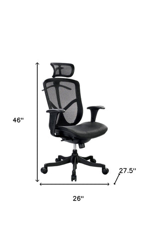 Homeroots Black Adjustable Swivel Mesh Rolling Executive Office Chair  Plastic 372370