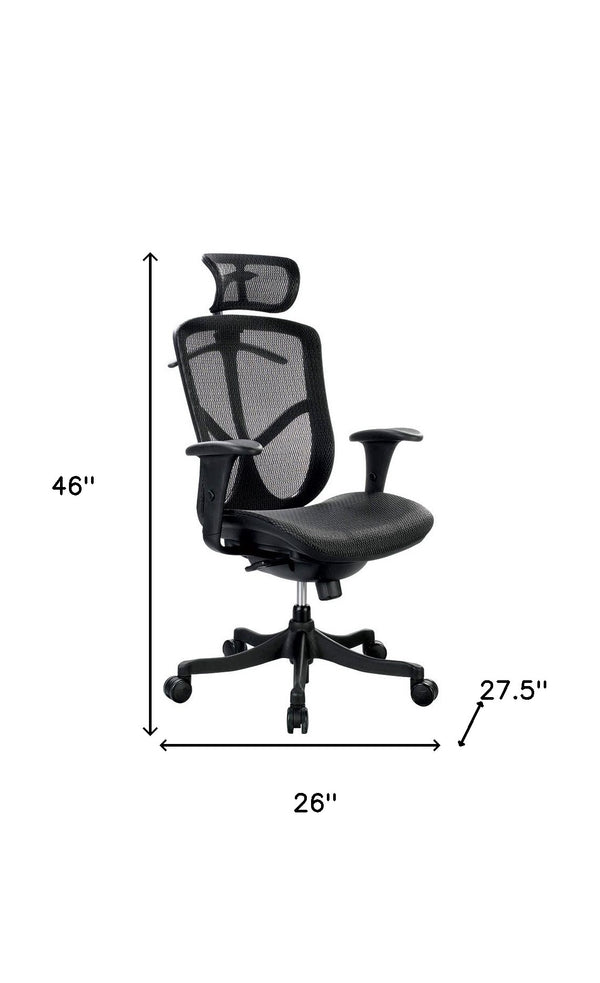 Homeroots Black Adjustable Swivel Mesh Rolling Executive Office Chair  Plastic 372370