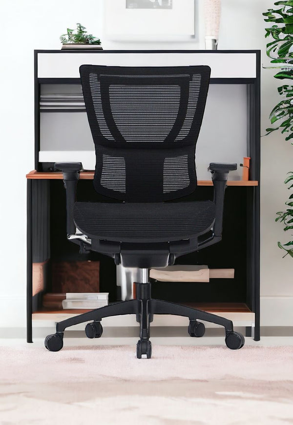 Homeroots Black Adjustable Swivel Mesh Rolling Office Chair Black Plastic 372371