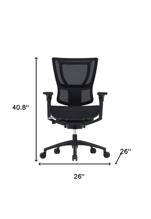 Homeroots Black Adjustable Swivel Mesh Rolling Office Chair Black Plastic 372371
