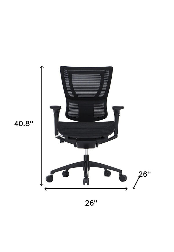 Homeroots Black Adjustable Swivel Mesh Rolling Office Chair Black Plastic 372371