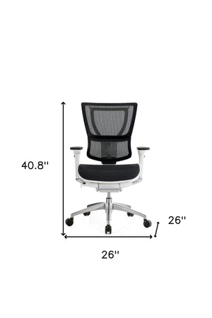 Homeroots Black And White Adjustable Swivel Mesh Rolling Office Chair White Plastic 372372
