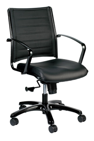 Homeroots Black And Silver Adjustable Swivel Faux Leather Rolling Office Chair  Leather 372374