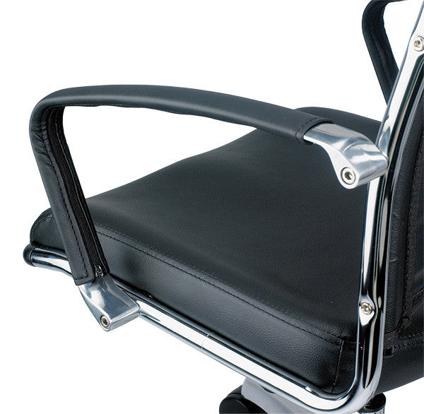 Homeroots Black And Silver Adjustable Swivel Faux Leather Rolling Office Chair  Leather 372374