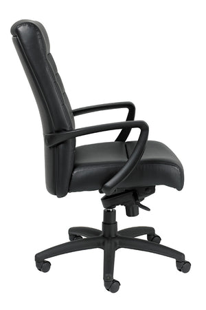 Homeroots Black Adjustable Swivel Faux Leather Rolling Office Chair Black Leather 372375