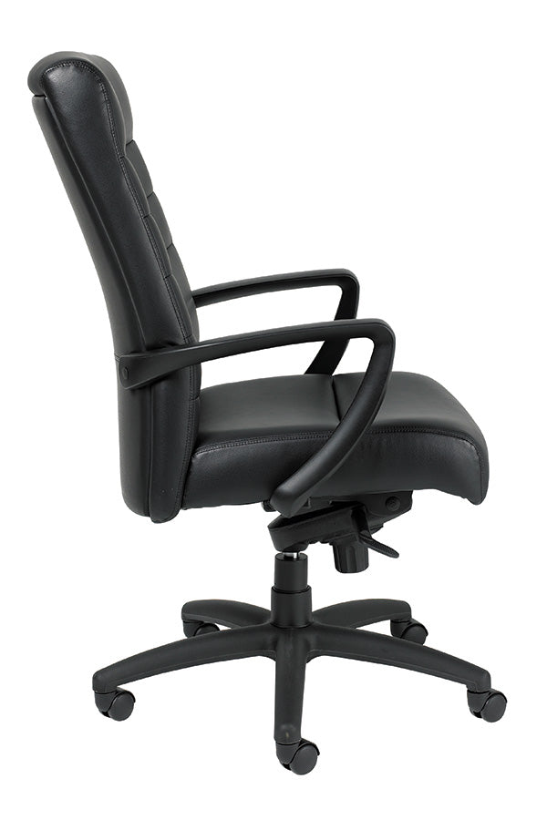 Homeroots Black Adjustable Swivel Faux Leather Rolling Office Chair Black Leather 372375