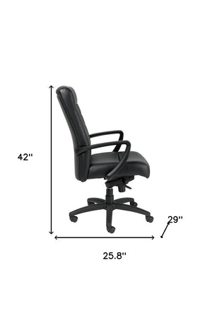 Homeroots Black Adjustable Swivel Faux Leather Rolling Office Chair Black Leather 372375