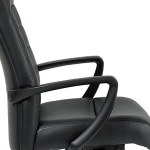 Homeroots Black Adjustable Swivel Faux Leather Rolling Office Chair Black Leather 372375