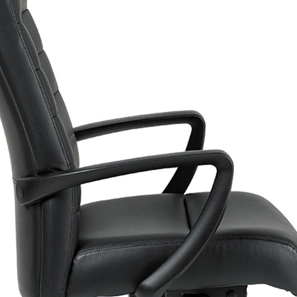 Homeroots Black Adjustable Swivel Faux Leather Rolling Office Chair Black Leather 372375