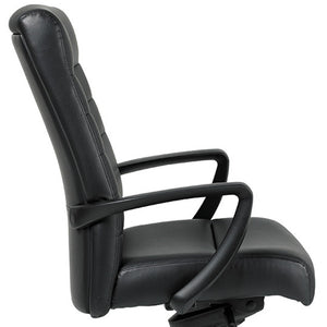 Homeroots Black Adjustable Swivel Faux Leather Rolling Office Chair Black Leather 372375