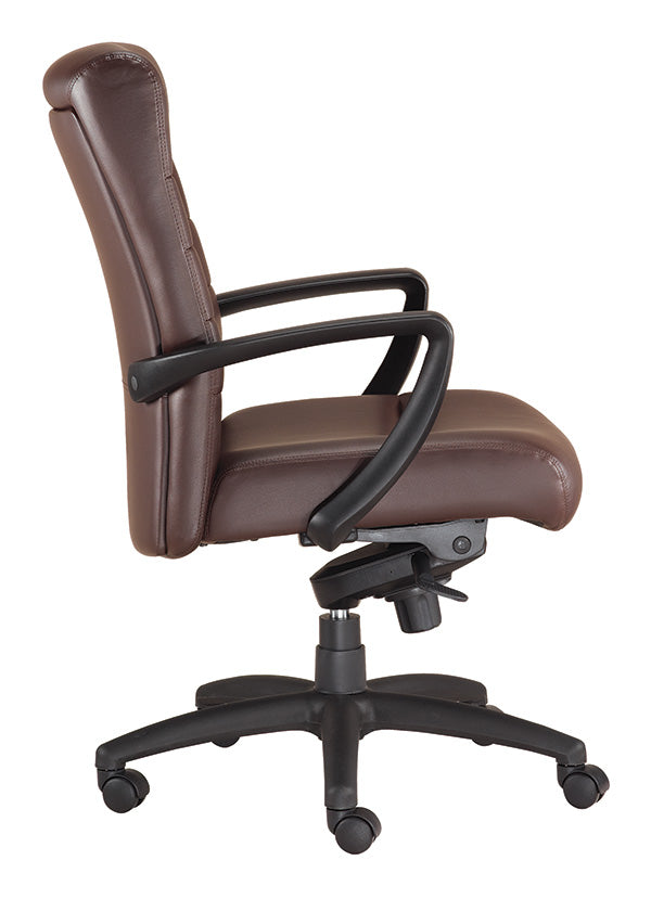 Homeroots Brown And Black Adjustable Swivel Faux Leather Rolling Office Chair Brown Leather 372376