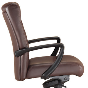 Homeroots Brown And Black Adjustable Swivel Faux Leather Rolling Office Chair Brown Leather 372376