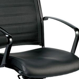 Homeroots Black Adjustable Swivel Faux Leather Rolling Office Chair  Leather 372377