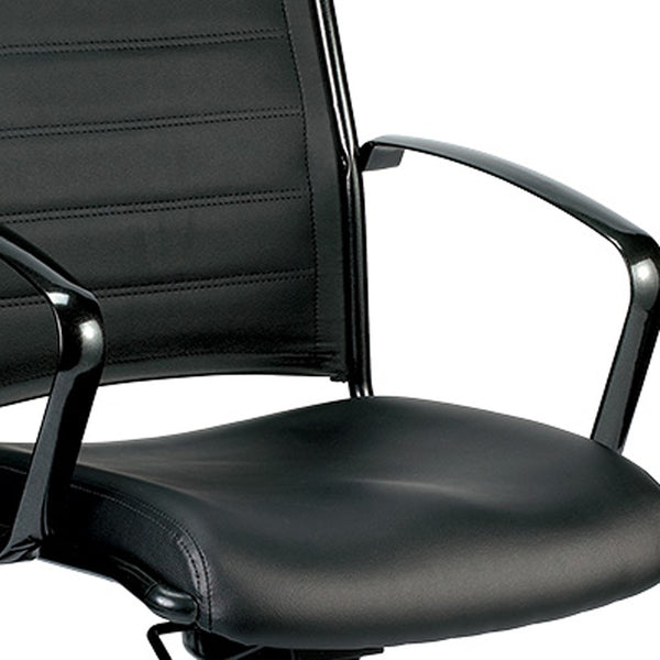 Homeroots Black Adjustable Swivel Faux Leather Rolling Office Chair  Leather 372377