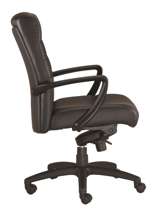 Homeroots Black Adjustable Swivel Faux Leather Rolling Office Chair Black Leather 372378