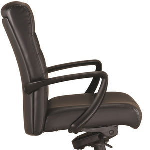Homeroots Black Adjustable Swivel Faux Leather Rolling Office Chair Black Leather 372378