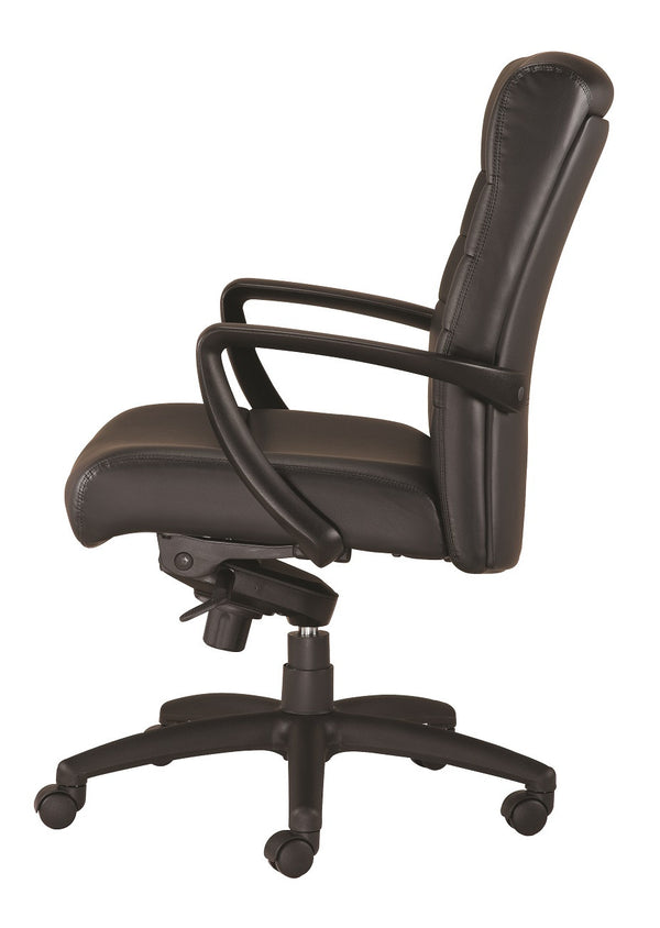 Homeroots Black Adjustable Swivel Faux Leather Rolling Office Chair Black Leather 372378