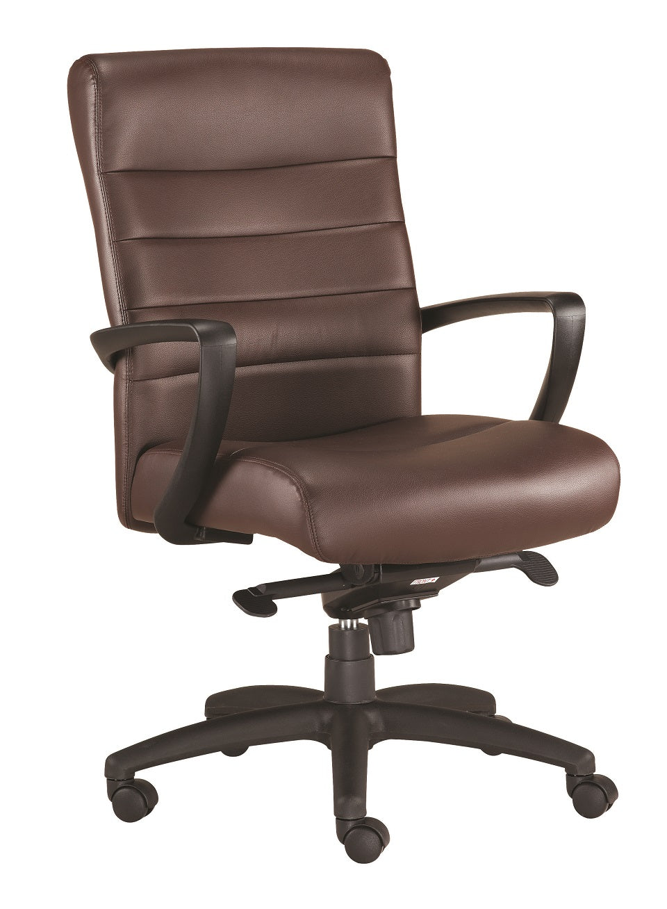 Homeroots Brown And Black Adjustable Swivel Faux Leather Rolling Office Chair Brown Leather 372379