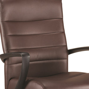 Homeroots Brown And Black Adjustable Swivel Faux Leather Rolling Office Chair Brown Leather 372379