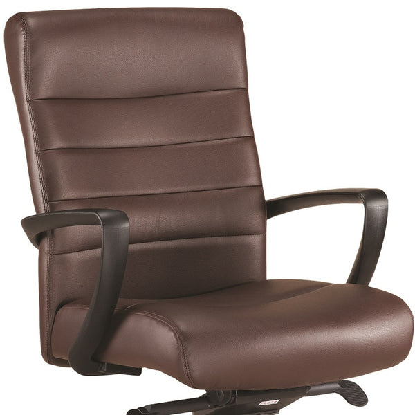 Homeroots Brown And Black Adjustable Swivel Faux Leather Rolling Office Chair Brown Leather 372379