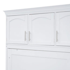 English Elm Full Size Murphy Wall Bed with Top Cabinet Storage for Studio or Guest Room LP006664AAK-1