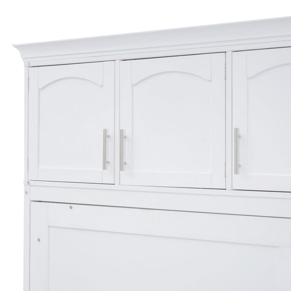 English Elm Full Size Murphy Wall Bed with Top Cabinet Storage for Studio or Guest Room LP006664AAK-1