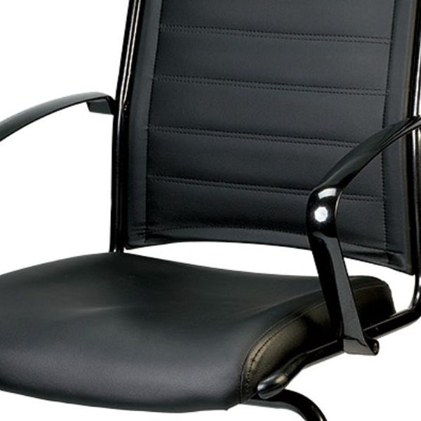 Homeroots Black Faux Leather Office Chair  Leather 372380