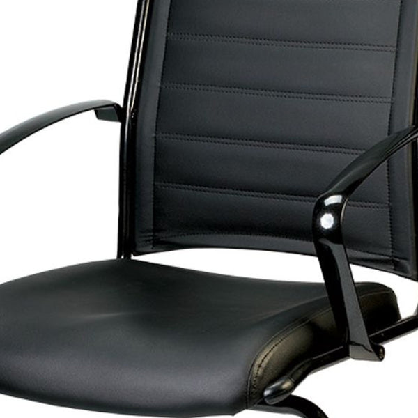 Homeroots Black Faux Leather Office Chair  Leather 372380