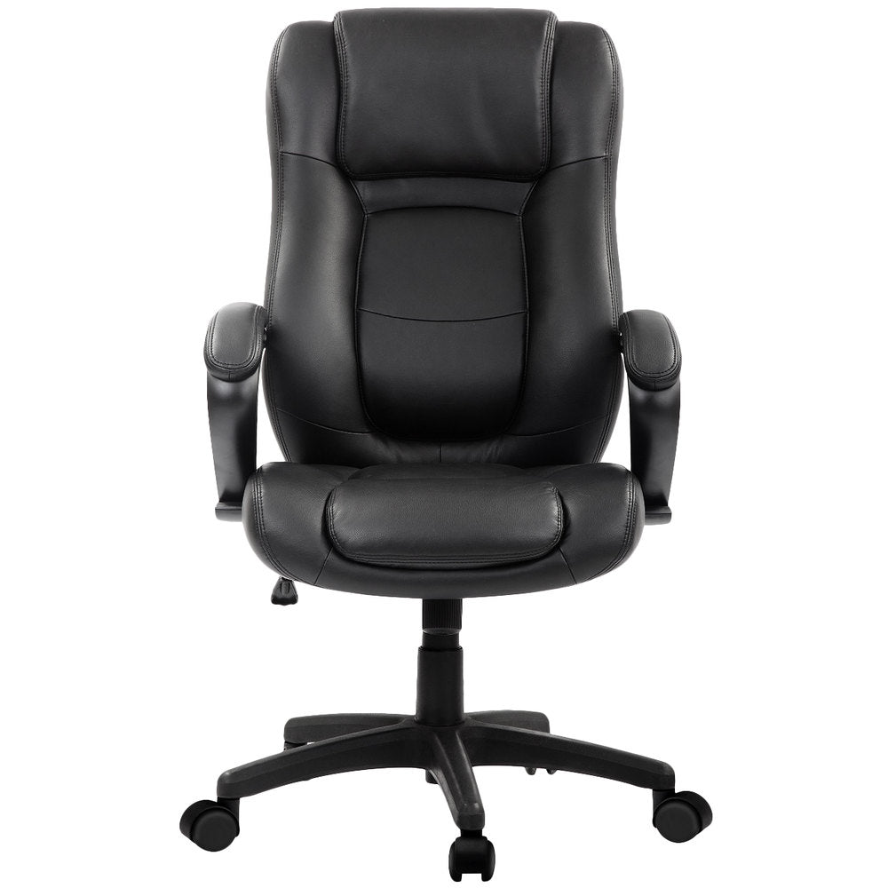 Homeroots Black Adjustable Swivel Faux Leather Rolling Office Chair  Leather 372381