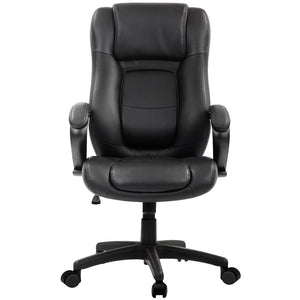 Homeroots Black Adjustable Swivel Faux Leather Rolling Office Chair  Leather 372381