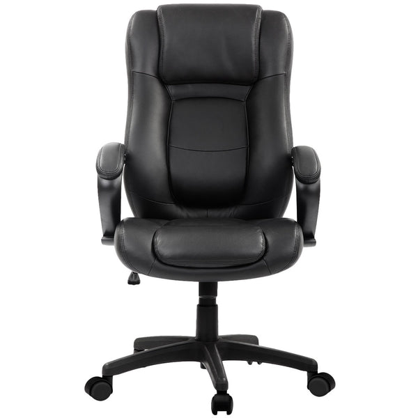 Homeroots Black Adjustable Swivel Faux Leather Rolling Office Chair  Leather 372381