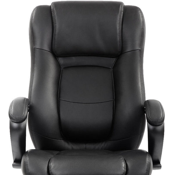 Homeroots Black Adjustable Swivel Faux Leather Rolling Office Chair  Leather 372381